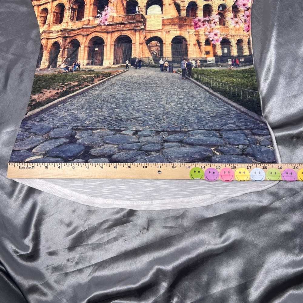 Made in Italy Rome Colosseum Cherry Blossom Graphic Cap Sleeve Tee White Medium - Picture 9 of 12